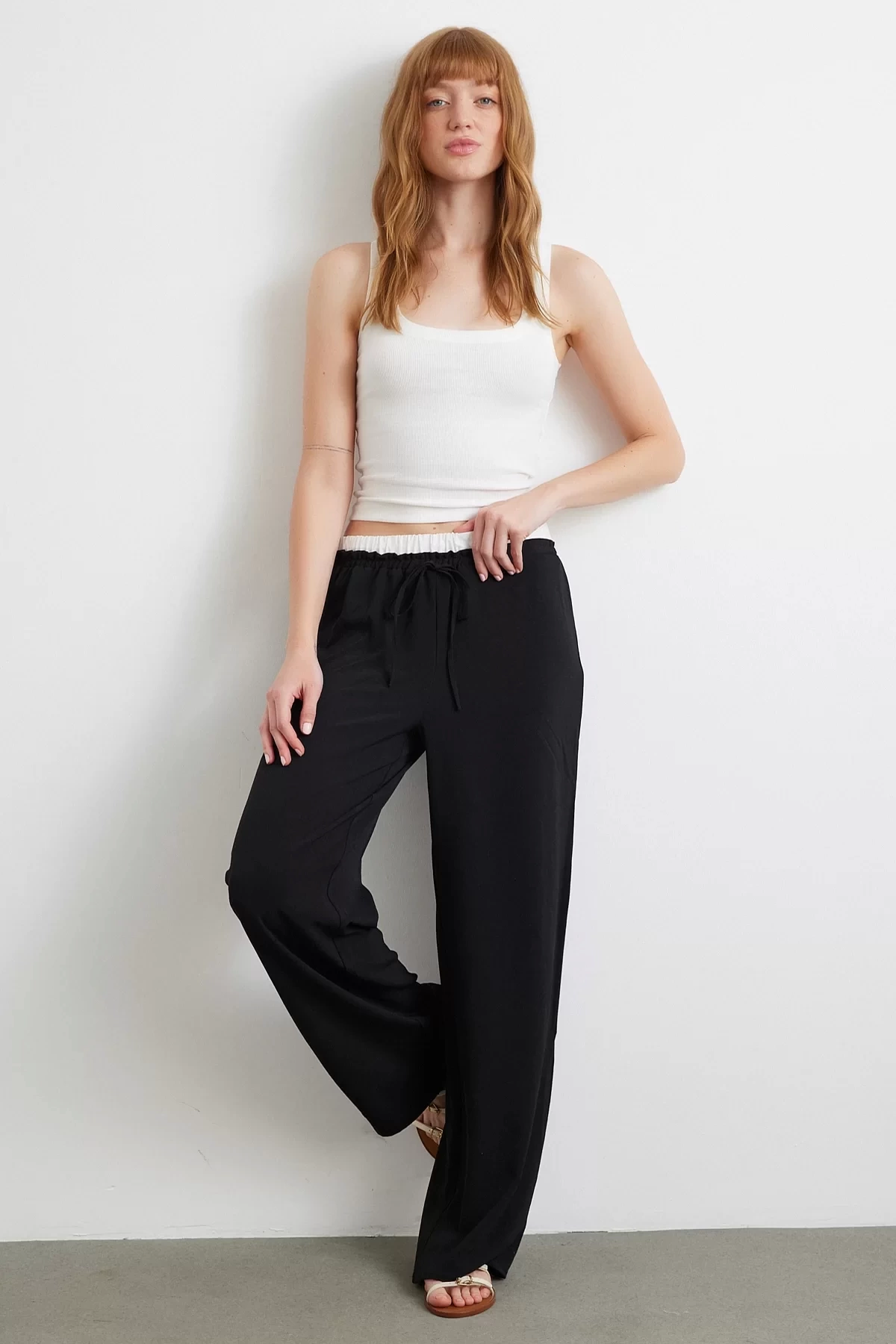 Bel Bantlı Wide Leg Pantolon