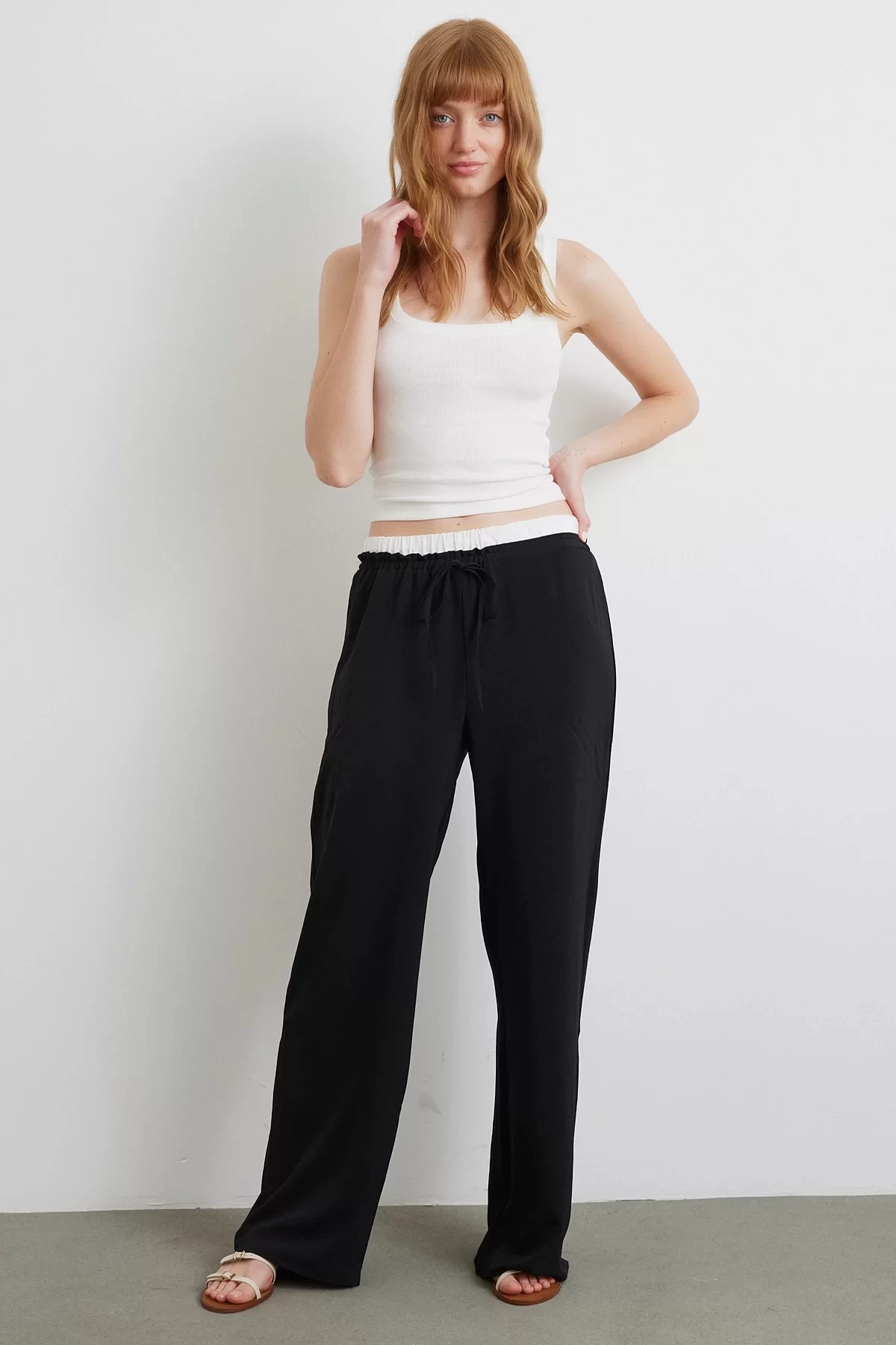 Bel Bantlı Wide Leg Pantolon