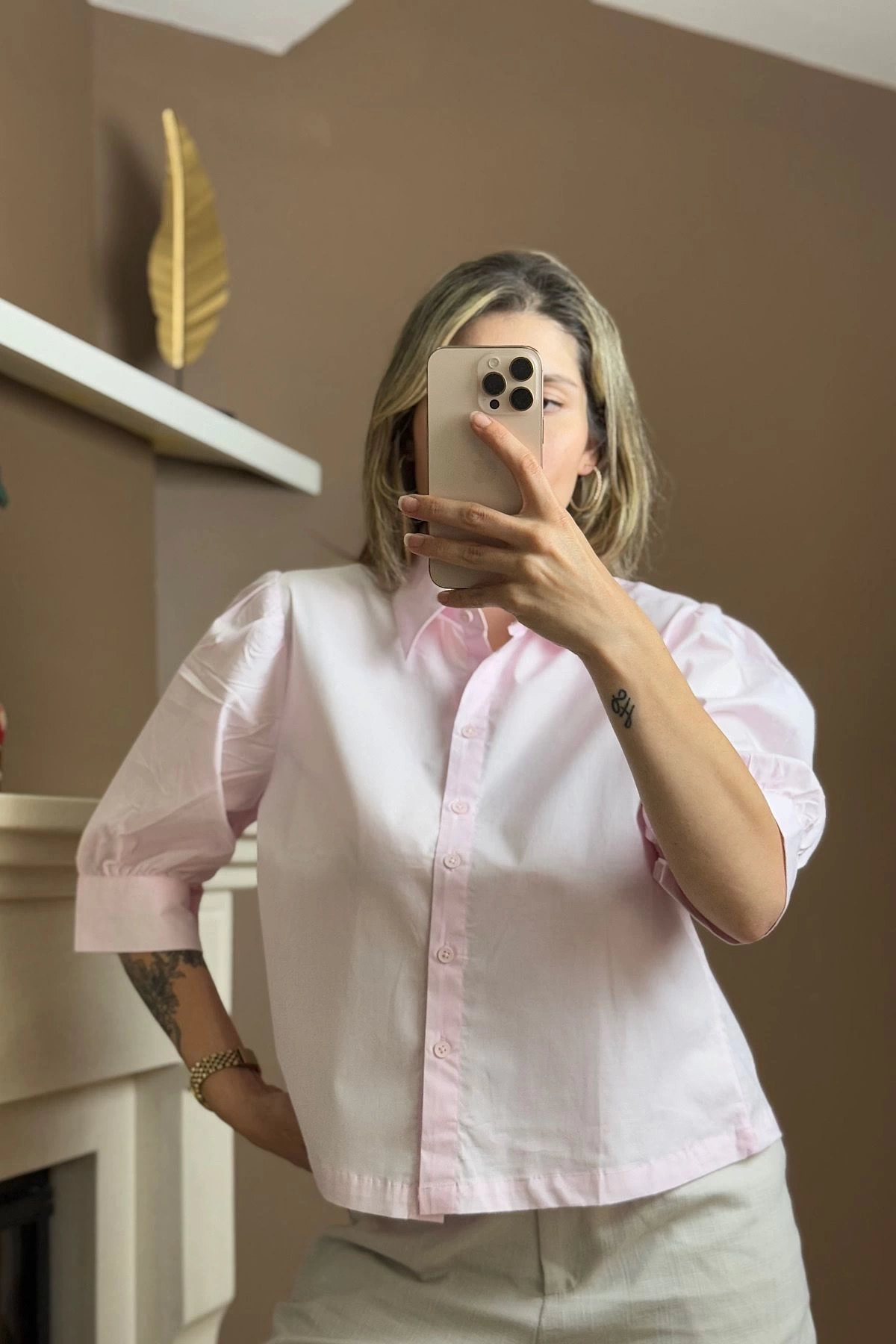 Crop Gömlek Pembe