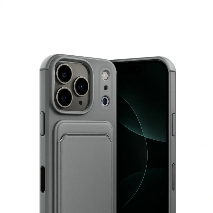 Apple İphone 17 Pro Kelvin Kartvizitli Silikon - Gri