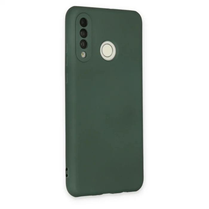 Huawei P30 Lite Kılıf Nano İçi Kadife Silikon - Koyu Yeşil