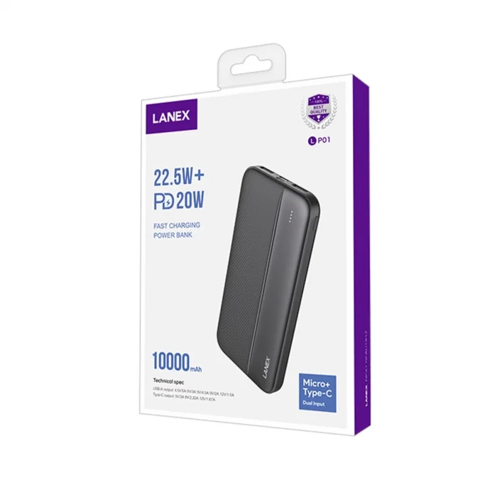 Lanex Lp01 10.000 Mah 22.5w Pd Hızlı Şarj Powerbank - Siyah