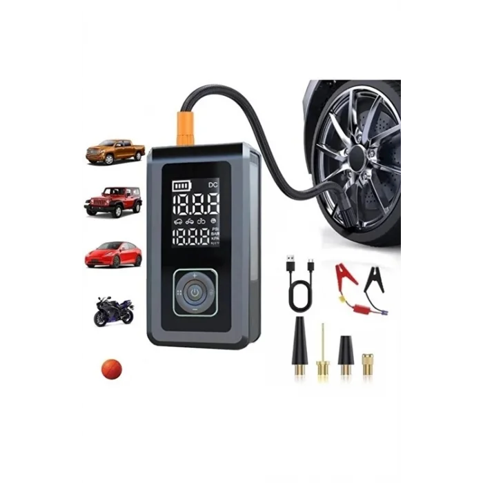 Multi Function Jump Ter Şarjlı Lastik Şişirme Pompası Akü Takviye Acil Durum Led Işık