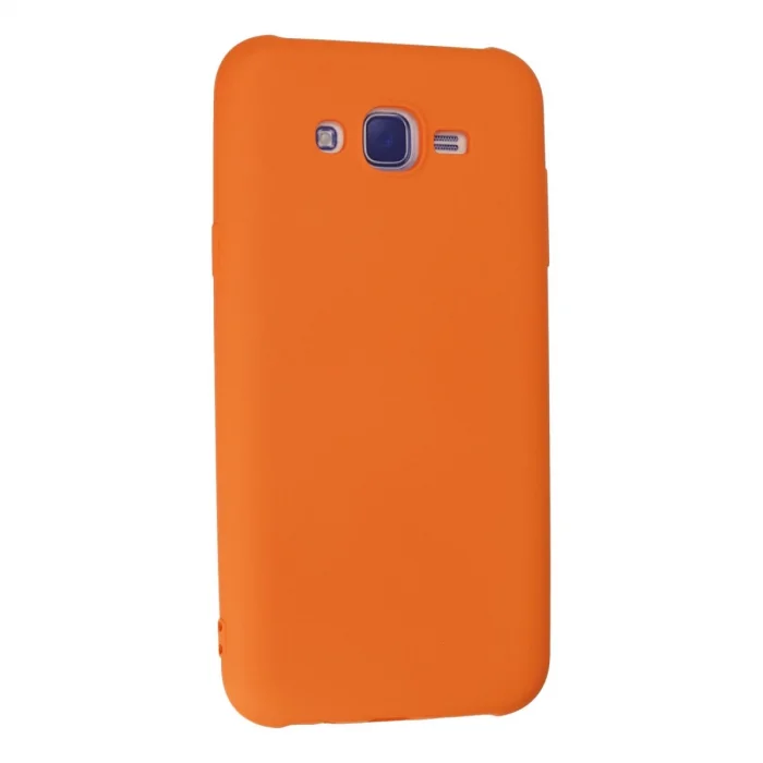 Samsung Galaxy J7 Kılıf Nano İçi Kadife Silikon - Turuncu