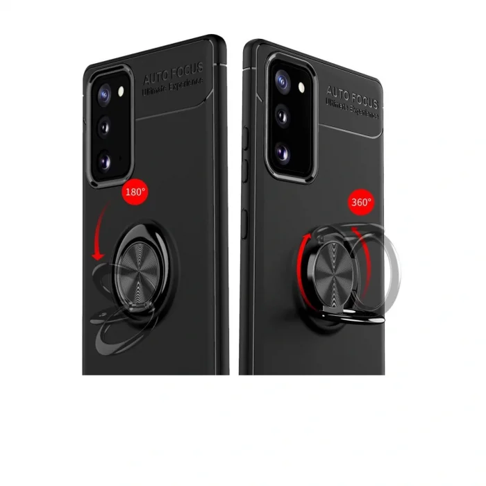 Samsung Galaxy Note 20 Kılıf Range Yüzüklü Silikon - Siyah-kırmızı