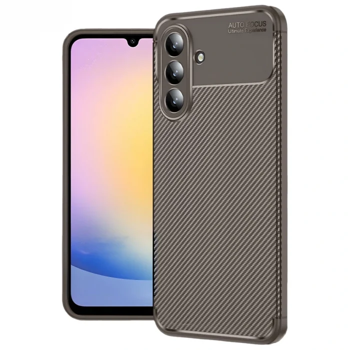 Samsung Galaxy S25 Fe Auto Focus Karbon Kapak - Kahverengi