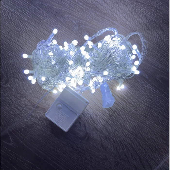10m 100 Led Damla Uçlu Beyaz Işık Şeffaf Kablo Mz-17-1