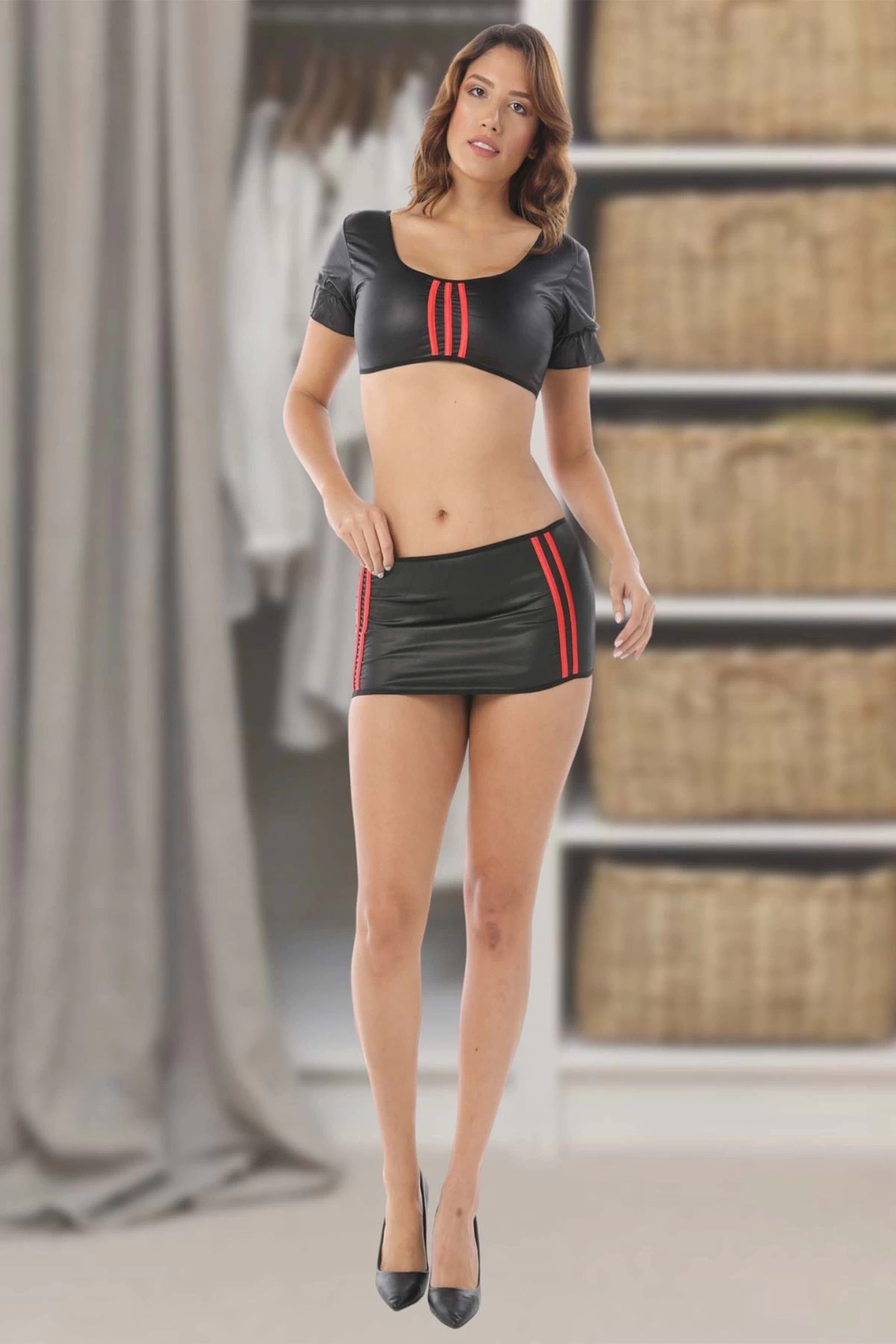 Siyah Deri ( Lame ) Gecelik - 439 Siyah Deri ( Lame ) Gecelik - 439