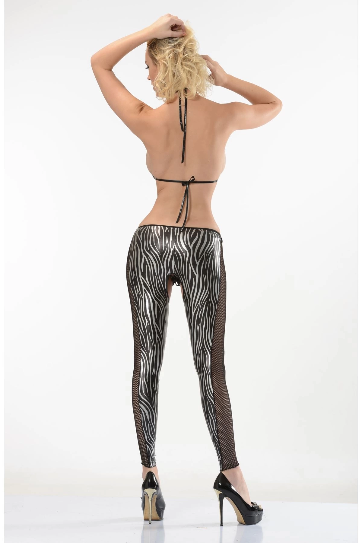 Zebra Desenli Lame Vücut Çorabı-490 Zebra Desenli Lame Vücut Çorabı-490