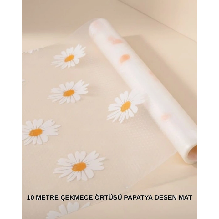 10 Metre Papatya Desenli Kolay Temizlenebilir Çekmece Matı