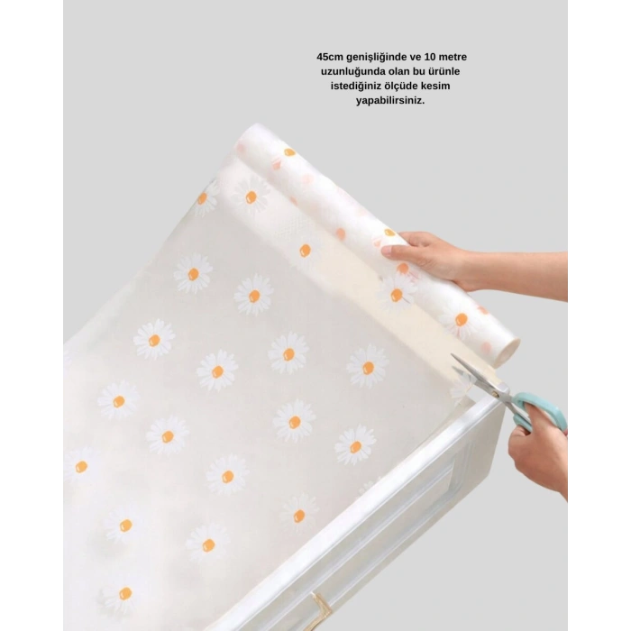 10 Metre Papatya Desenli Kolay Temizlenebilir Çekmece Matı