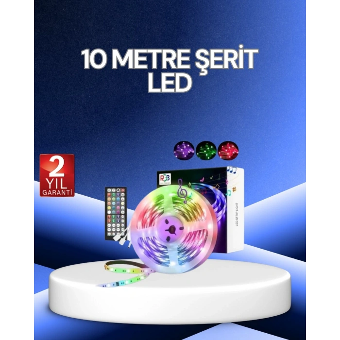 10 Metre Smart Şerit Led Bluetooth Telefon Kontrollü USB Enerjili