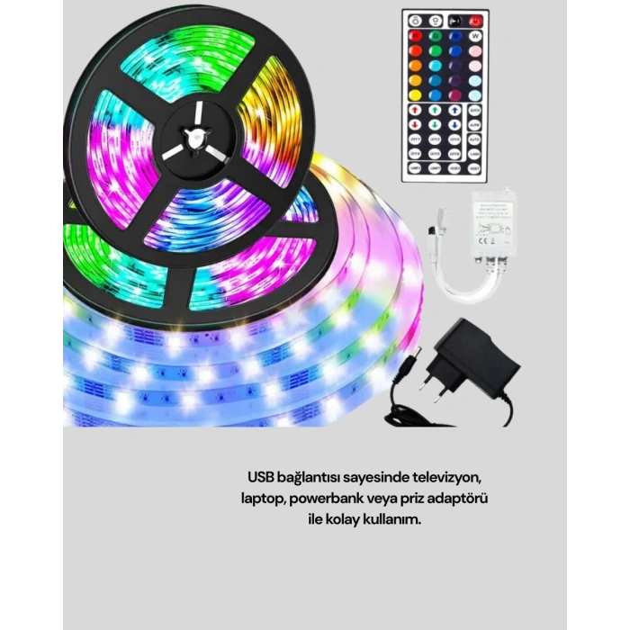 10 Metre Telefon Kontrollü Smart Şerit Led USB RGB Kumandalı