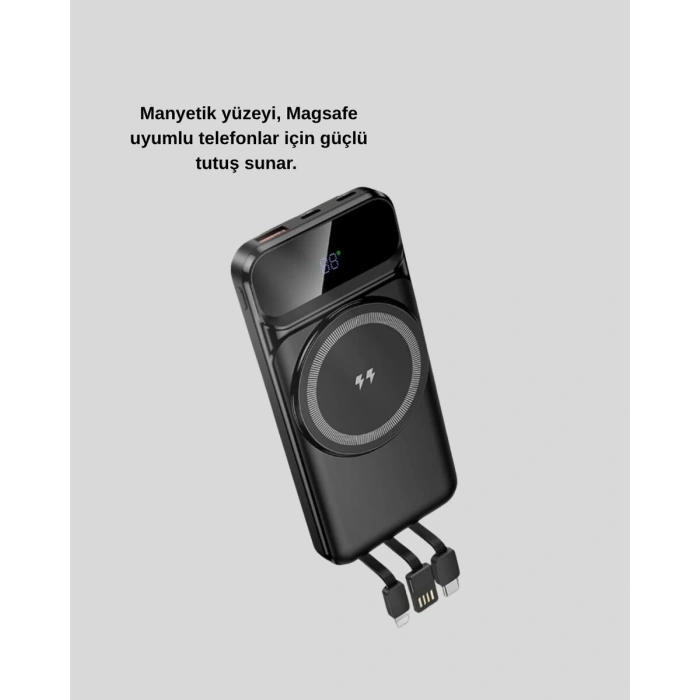 10000 mAh Kablosuz Powerbank – 15W Hızlı Şarj  Type-C Çoklu Çıkışlı