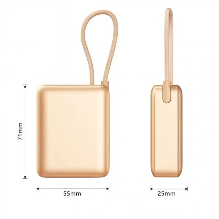 10.000mAh LCD Göstergeli Type-C Giriş & Çıkışlı 20W Dahili Type-C Kablolu Powerbank