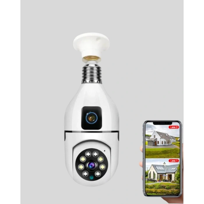 1080P WiFi Ampul Kamera Uzaktan Erişimli Hareket Sensörlü Gece Görüşlü
