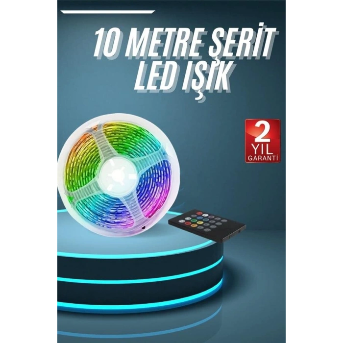 10M Şerit Led İç Mekan Renkli Rgb Şerit Led Kumandalı