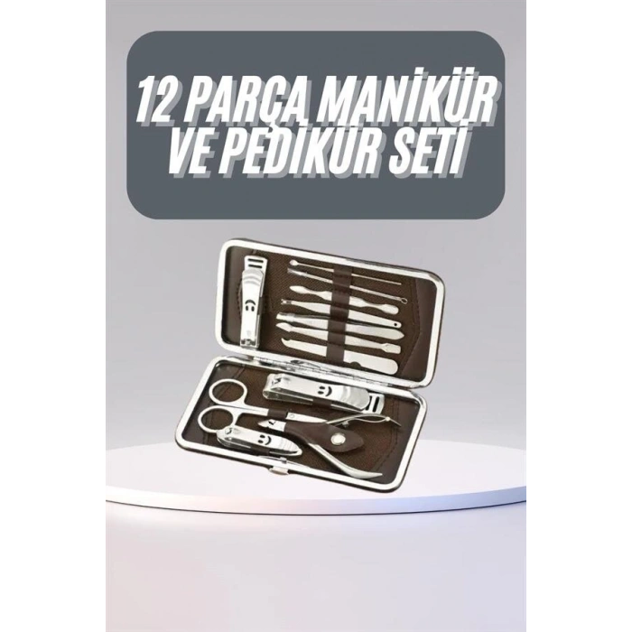 12 Parça Manikür Pedikür Seti Tırnak Bakımı Nasır Temizleme El Ayak Bakımı