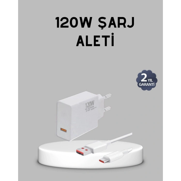 120W Süper Hızlı Şarj Adaptörü – Type-C Kablo Dahil Yüksek Voltaj Korumalı