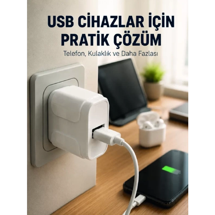 12W USB Şarj Adaptörü 5V 2.4A Hızlı ve Güvenli Şarj Başlığı