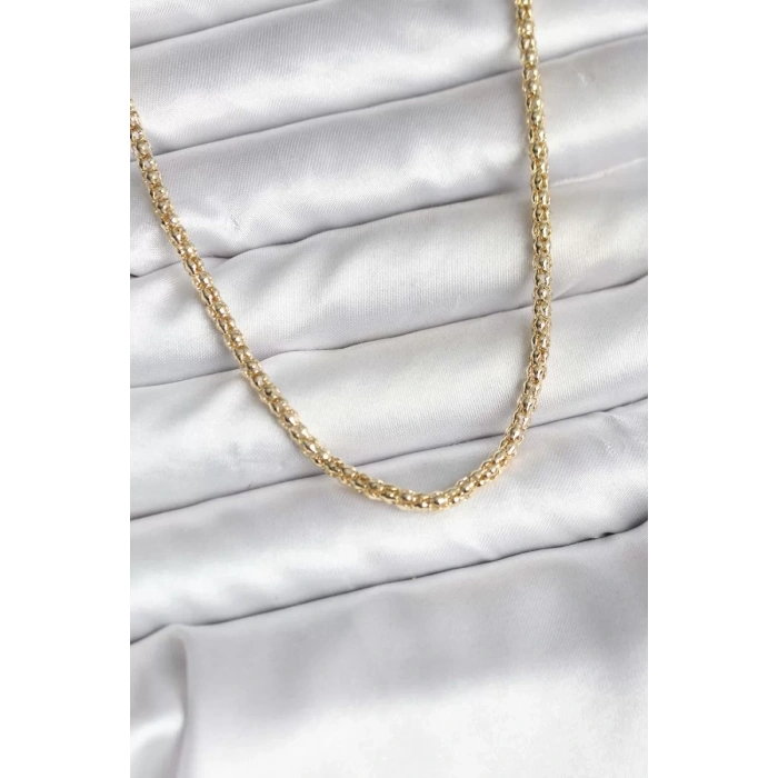 14K Gold Renk Kaplama Boru Zincir Model CM Kadın Kolye - TJ-BKO10740