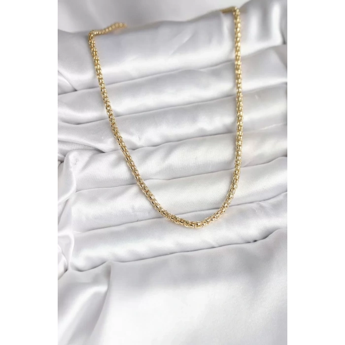 14K Gold Renk Kaplama Boru Zincir Model CM Kadın Kolye - TJ-BKO10740