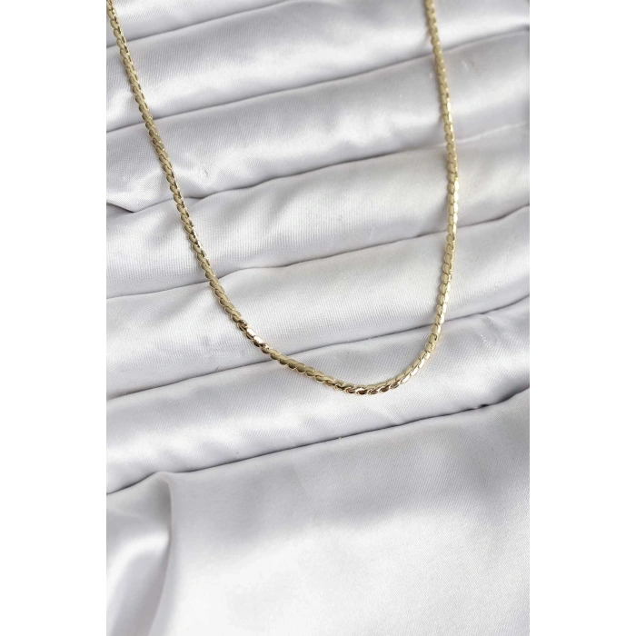 14K Gold Renk Kaplama Ezme Zincir Model CM Kadın Kolye 5886