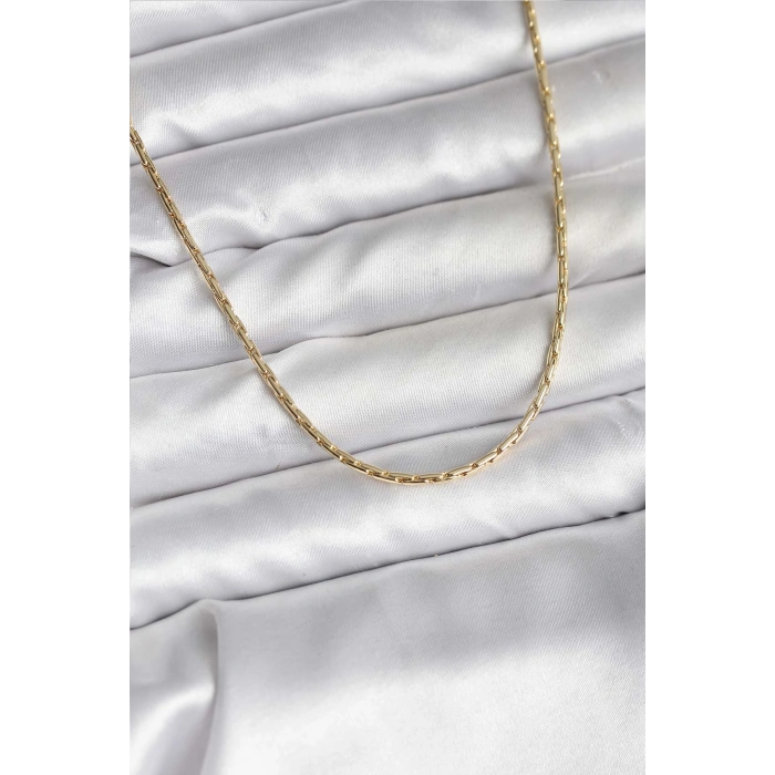 14K Gold Renk Kaplama İnce Zincir Model CM Kadın Kolye 5886