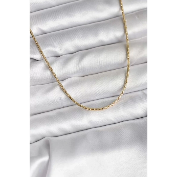 14K Gold Renk Kaplama İnce Zincir Model CM Kadın Kolye - TJ-BKO10741