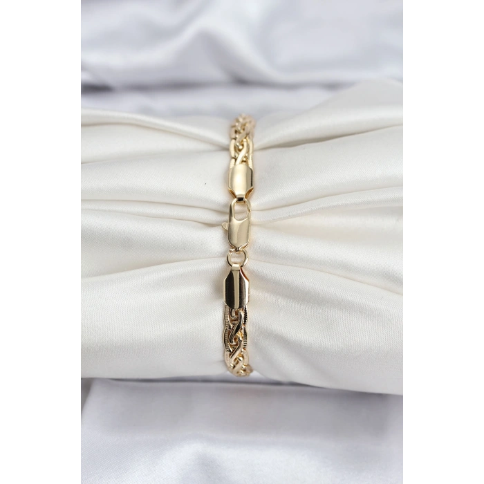14K Gold Renk Kaplama Lazer Zincir Model CM Kadın Bileklik 5886