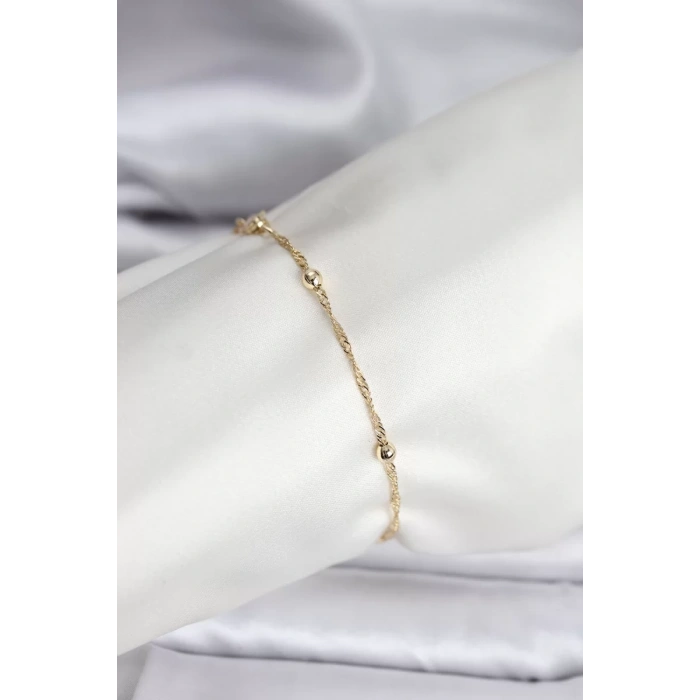 14K Gold Renk Kaplama Topçuklu Model CM Kadın Bileklik - TJ-BB8138