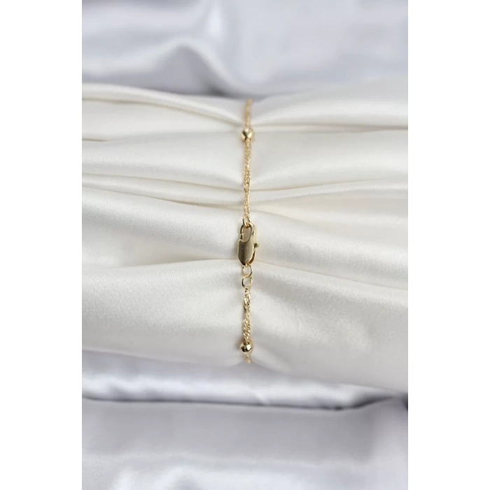 14K Gold Renk Kaplama Topçuklu Model CM Kadın Bileklik - TJ-BB8138