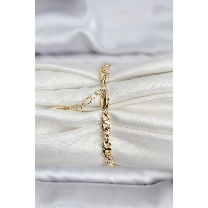 14K Gold Renk Kaplama Zincir Model CM Kadın Bileklik 5886