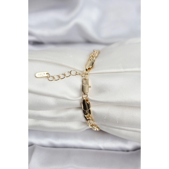 14K Gold Renk Kaplama Zincir Model CM Kadın Bileklik 5886
