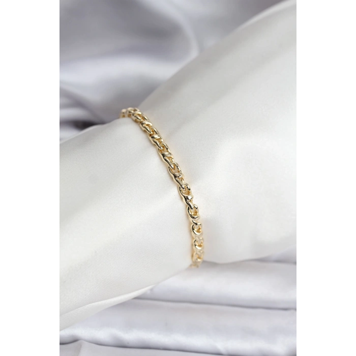 14K Gold Renk Kaplama Zincir Model Kadın CM Bileklik 5886