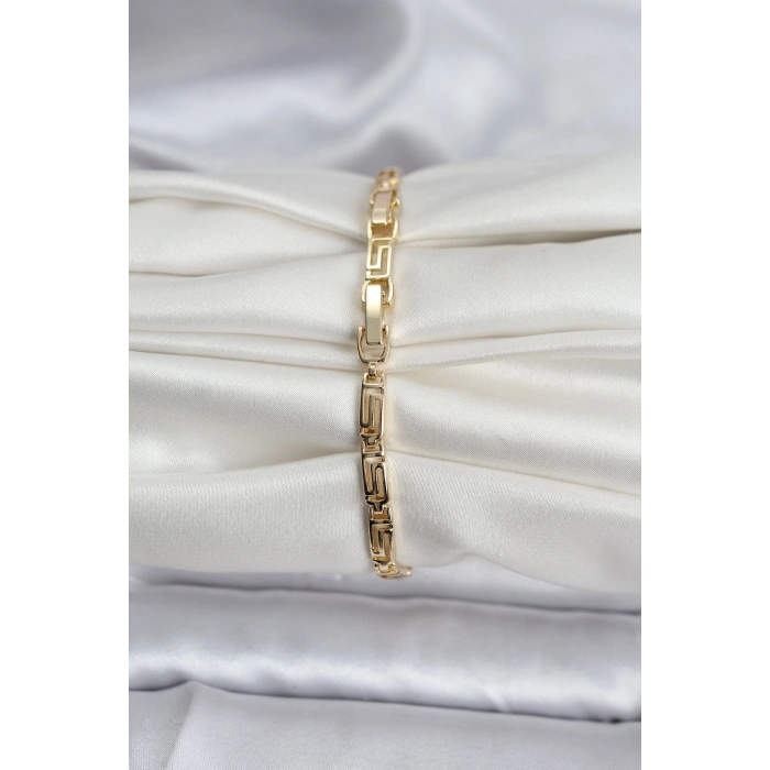 14K Gold Renk Kaplama Zirkon Taşlı Baget Model CM Kadın Bileklik 5886