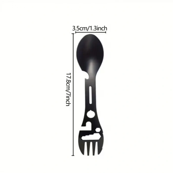 Taktiksel Spork Kaşık Çatal - 5 Fonksiyonlu - Paslanmaz Çelik
