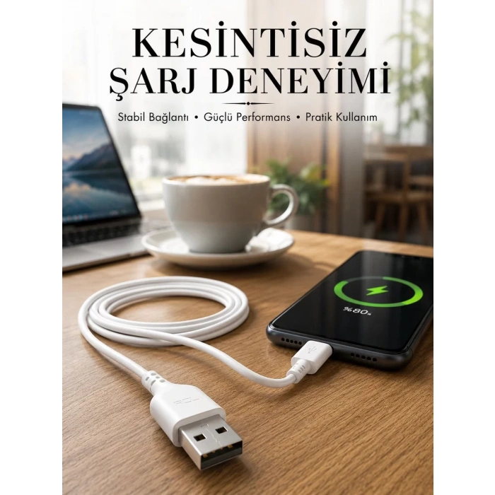 2 Metre Type-C Şarj Kablosu Güvenli ve Stabil Şarj Desteği