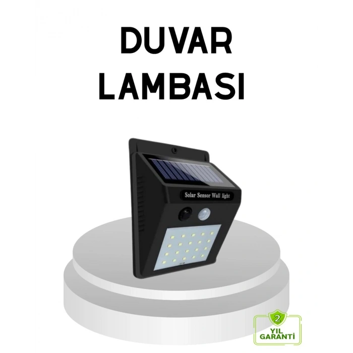 20 LED Güneş Paneli Aydınlatma – Fotoselli ve Hareket Algılamalı Dış Mekan Duvar Lambası