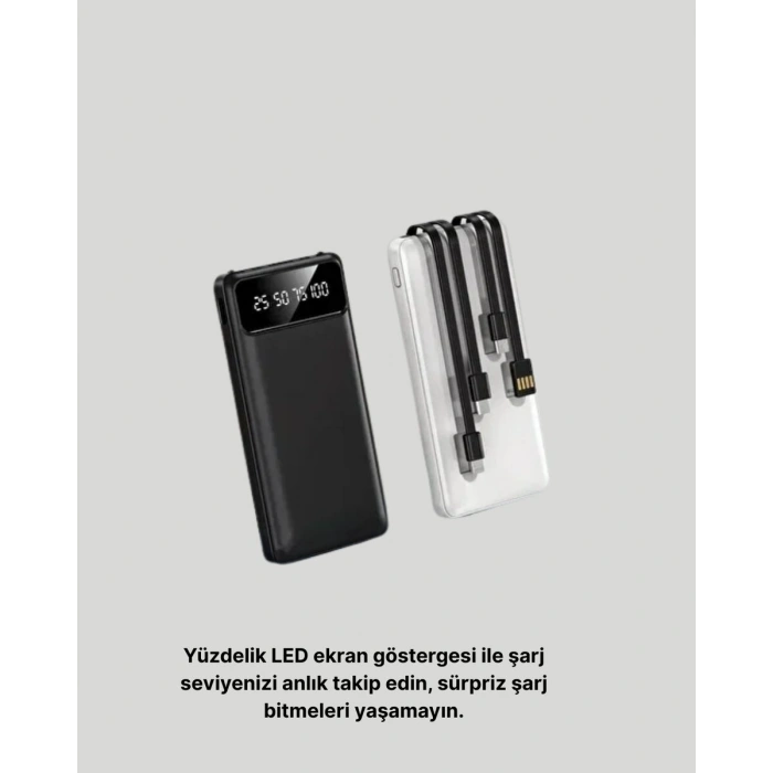 20.000 mAh 4 Çıkışlı LED Göstergeli Hızlı Şarj Powerbank
