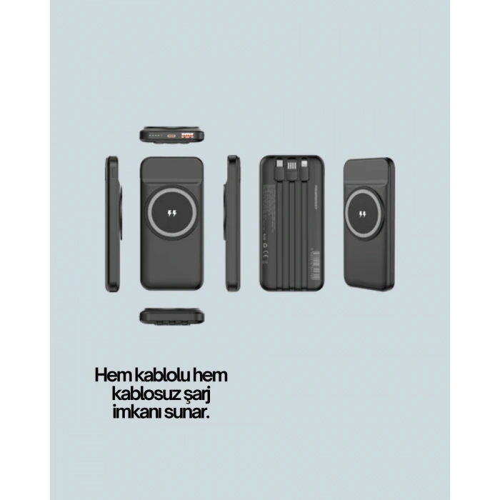 22.5W Hızlı + 15W Kablosuz Şarj – Akıllı Powerbank ile Her An Enerji