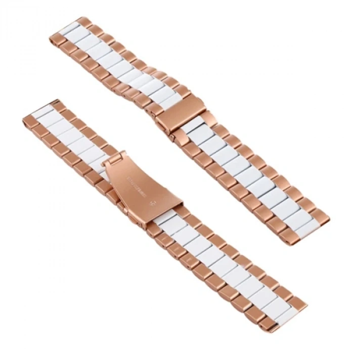 22MM Gear S3 Watch 4 -GT2 GT2E 46MM KayışKordon Seramik Paslanmaz Çelik-(5775)