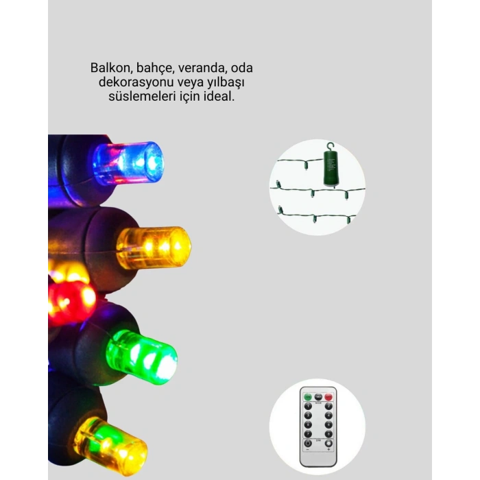 2x2 Metre Pil ile Çalışan Perde LED Işık – 8 Modlu Dekoratif