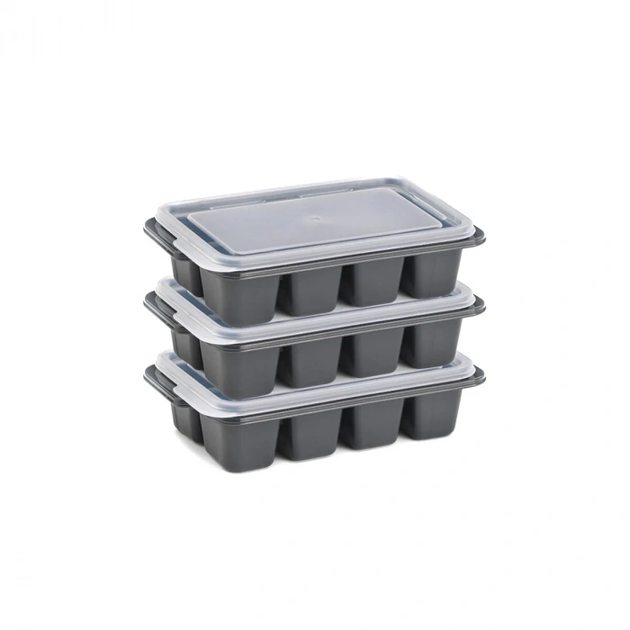 3lü Mini Buz Kalıbı - Küp Şekilli - Kapaklı - Plastik