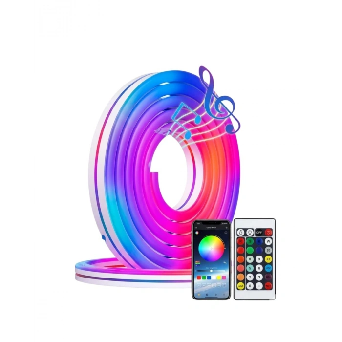 3 Metre RGB Akıllı Neon LED Şerit Işık Telefon ve Kumanda Kontrollü Ambiyans Aydınlatma