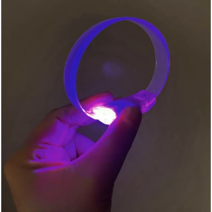 3 Modlu Pilli LED Işıklı Esnek Parti Bilekliği Mor