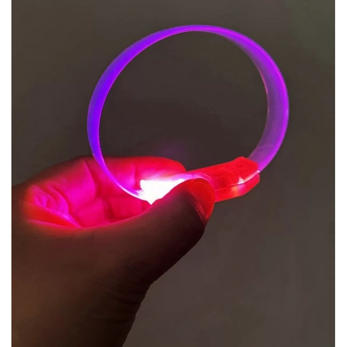 3 Modlu Pilli LED Işıklı Esnek Parti Bilekliği Pembe