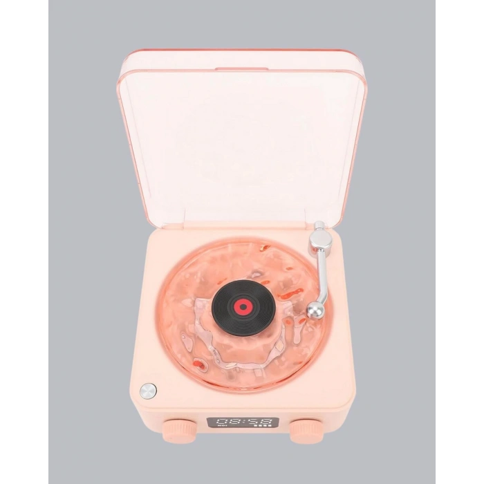 3-ü-1 Gece Işığı Bluetooth Hoparlör ve Dijital Saat Vintage Plak Çalar Tasarımlı
