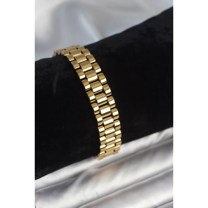 316L Çelik Gold Renk 12 mm Kalınlık Erkek Bileklik - TJ-EB3776