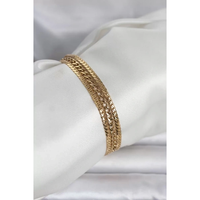 316L Çelik Gold Renk 3lü Kadın Bileklik - TJ-BB8384